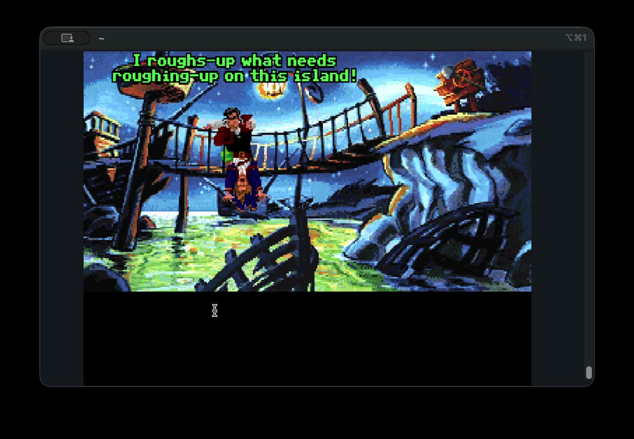Monkey Island 2 running in iTerm2 via katzensteg