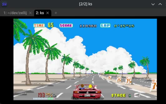 OutRun running in WezTerm via katzensteg